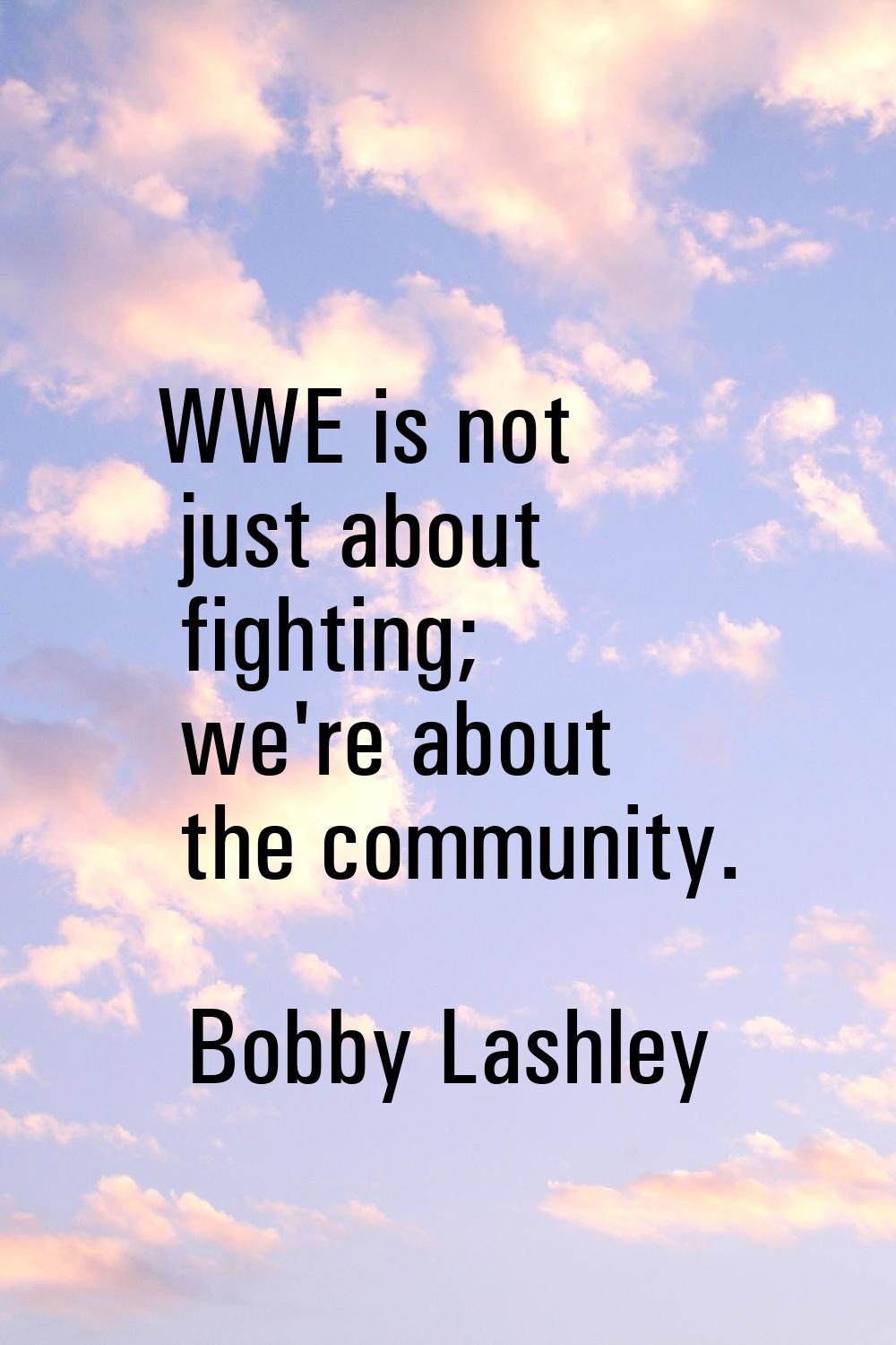 WWE is not just about fighting; we're about the community.