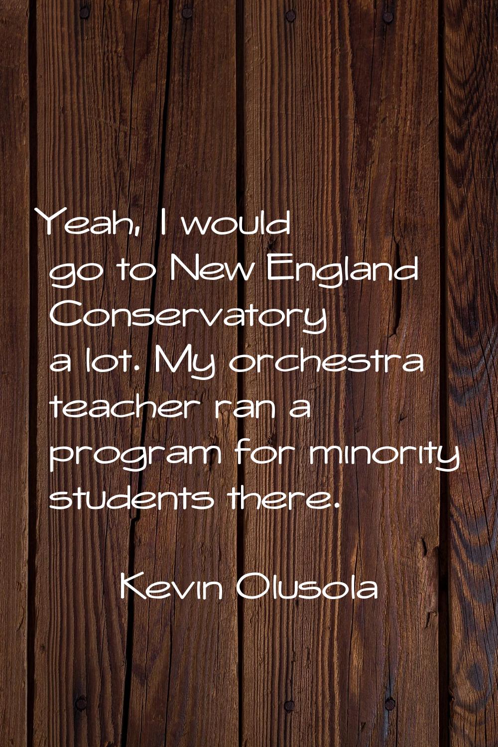 Yeah, I would go to New England Conservatory a lot. My orchestra teacher ran a program for minority