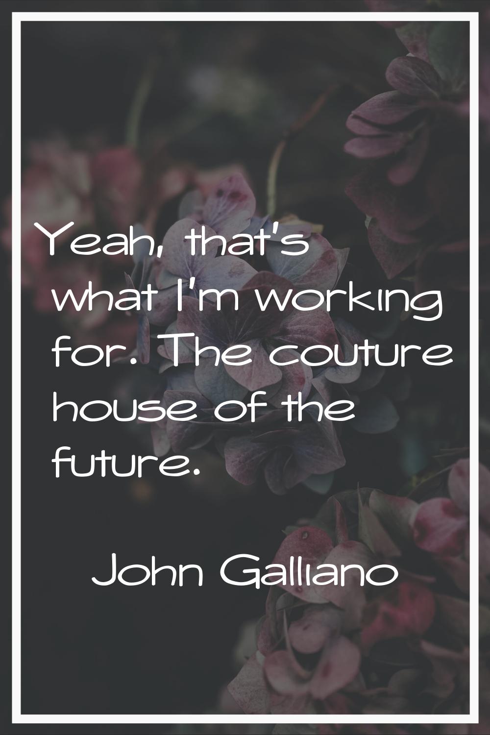 Yeah, that's what I'm working for. The couture house of the future.