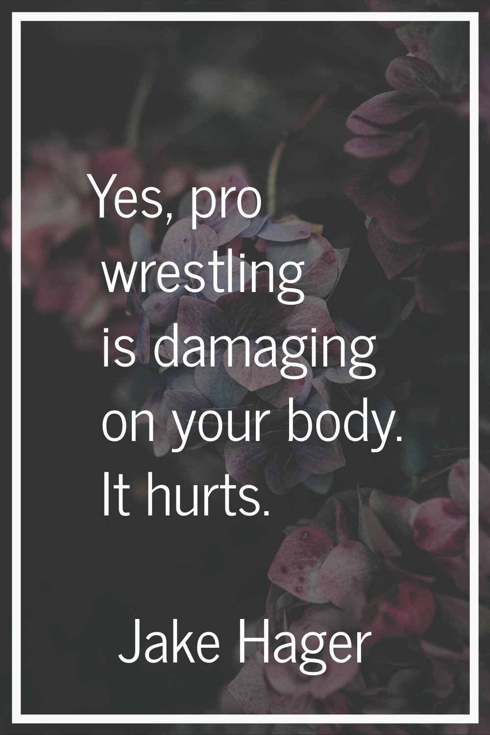 Yes, pro wrestling is damaging on your body. It hurts.