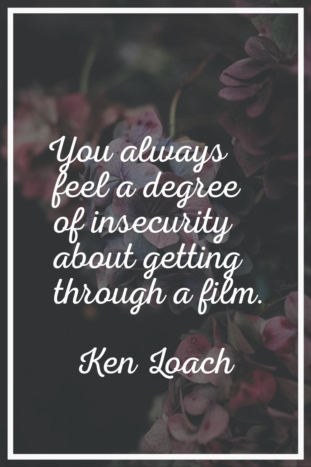 You always feel a degree of insecurity about getting through a film.