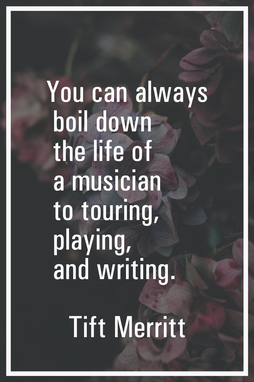 You can always boil down the life of a musician to touring, playing, and writing.