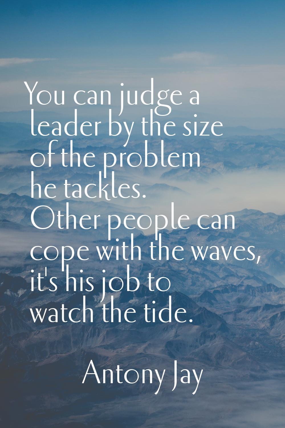 You can judge a leader by the size of the problem he tackles. Other people can cope with the waves,