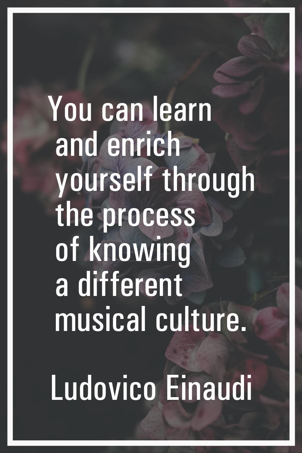 You can learn and enrich yourself through the process of knowing a different musical culture.