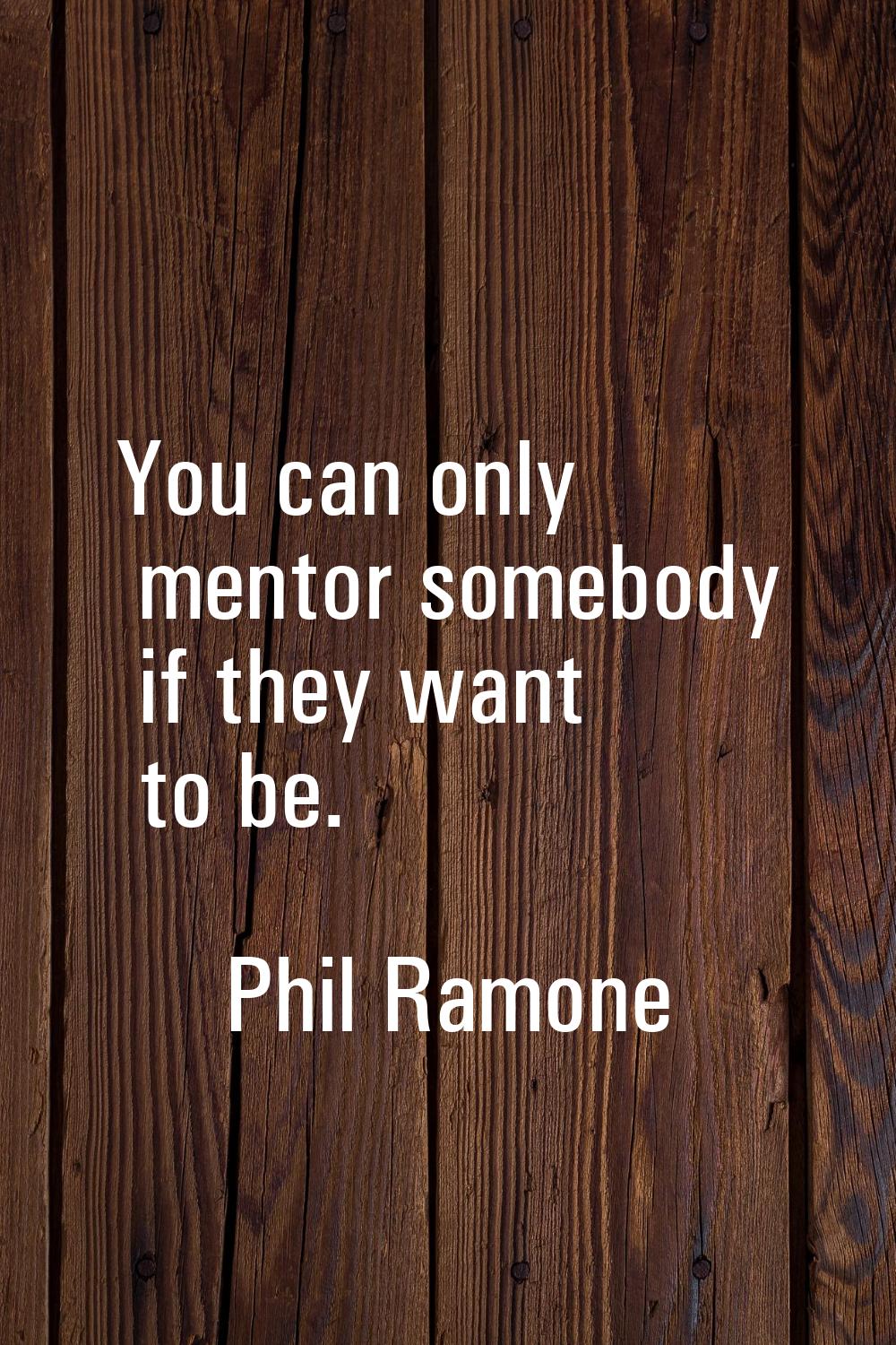 You can only mentor somebody if they want to be.