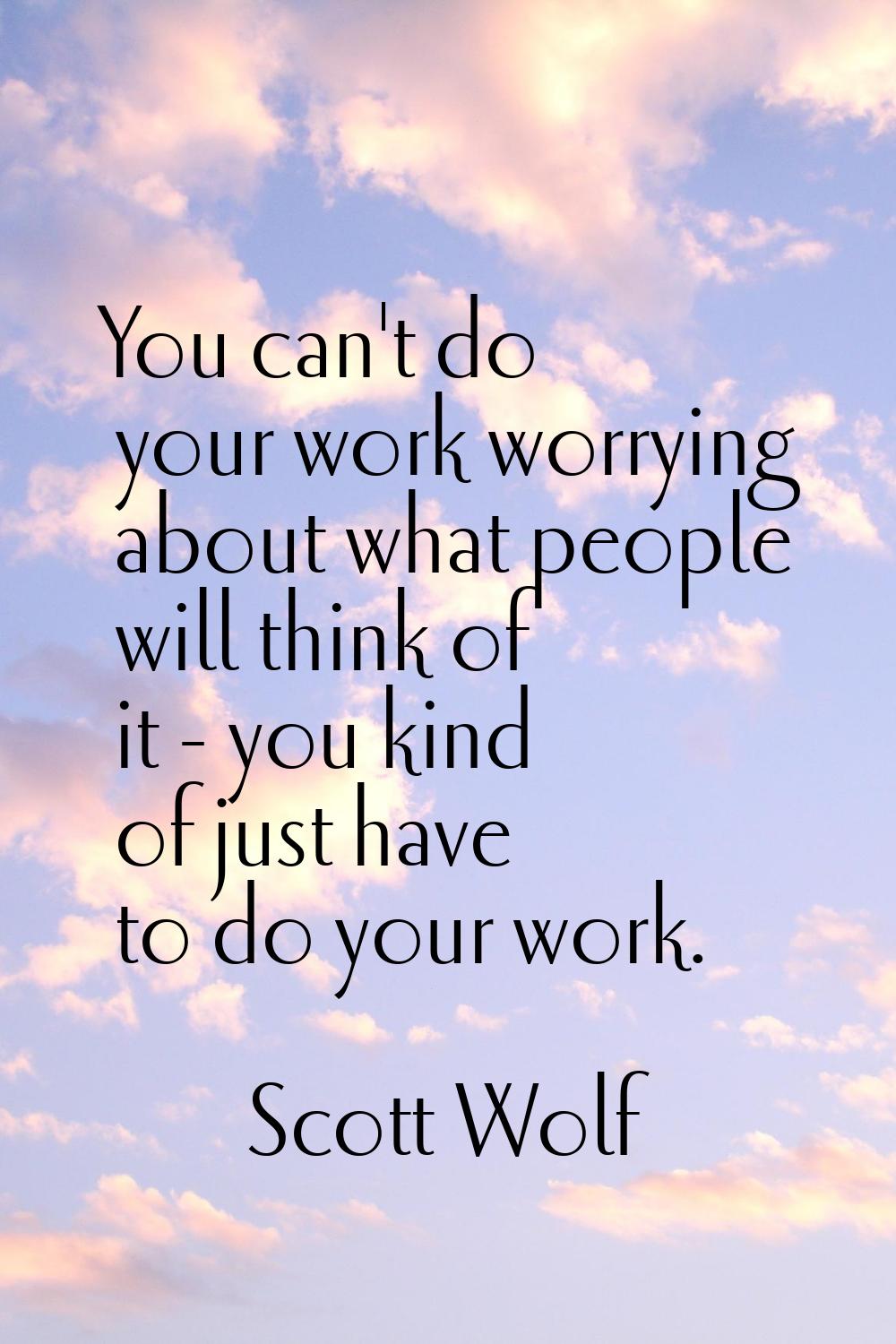You can't do your work worrying about what people will think of it - you kind of just have to do yo