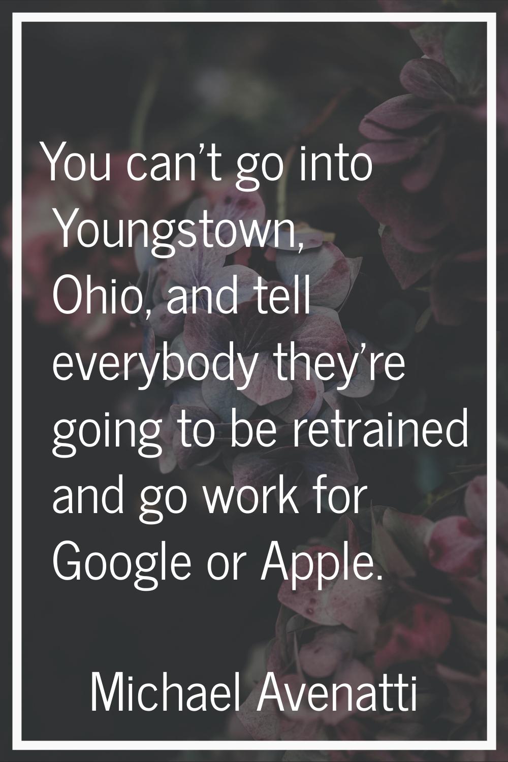 You can't go into Youngstown, Ohio, and tell everybody they're going to be retrained and go work fo