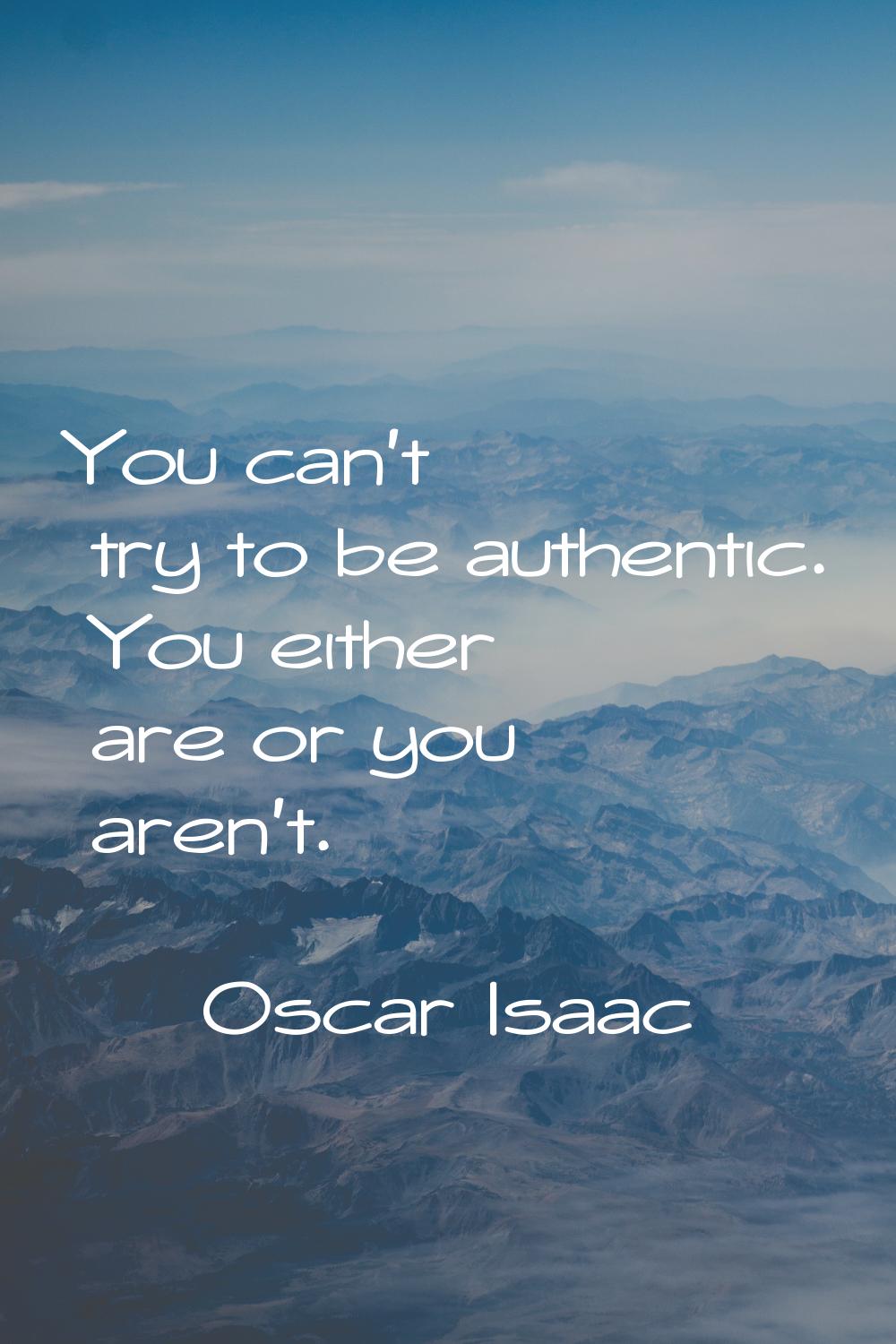 You can't try to be authentic. You either are or you aren't.