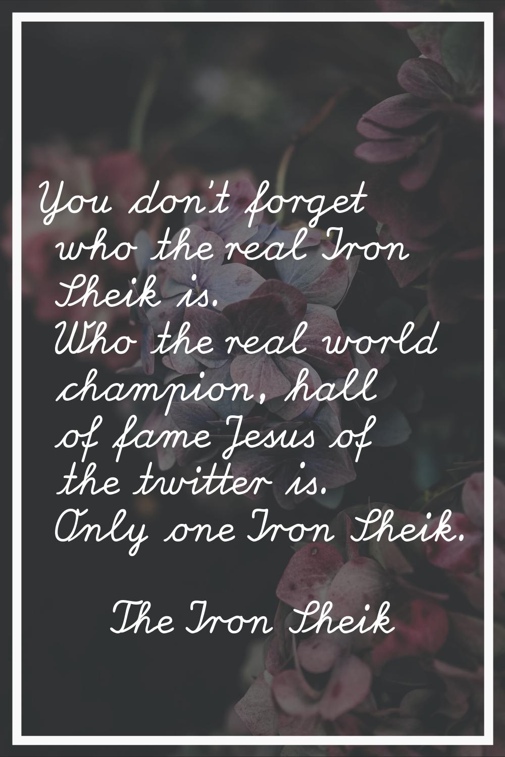 You don't forget who the real Iron Sheik is. Who the real world champion, hall of fame Jesus of the