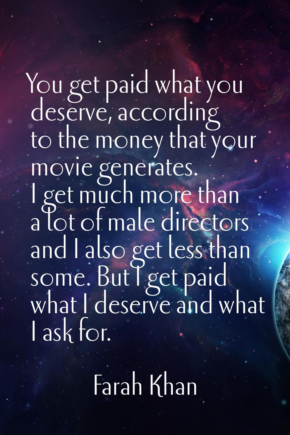 You get paid what you deserve, according to the money that your movie generates. I get much more th