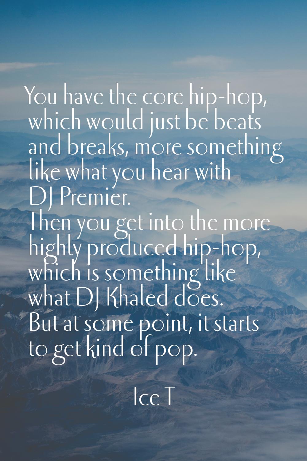 You have the core hip-hop, which would just be beats and breaks, more something like what you hear 