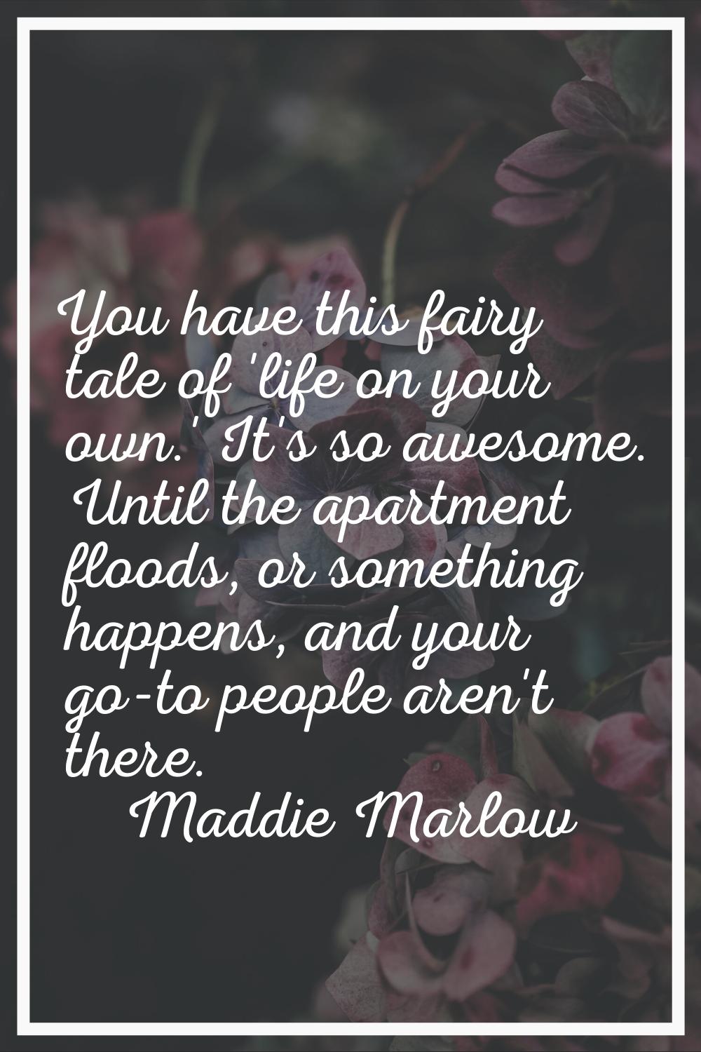 You have this fairy tale of 'life on your own.' It's so awesome. Until the apartment floods, or som
