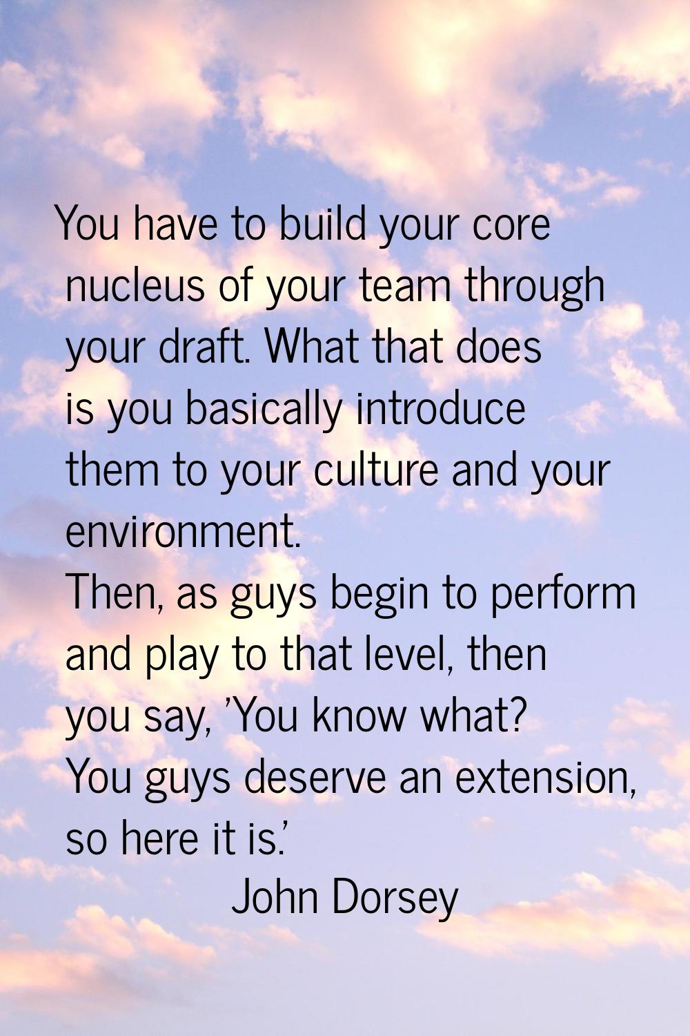 You have to build your core nucleus of your team through your draft. What that does is you basicall