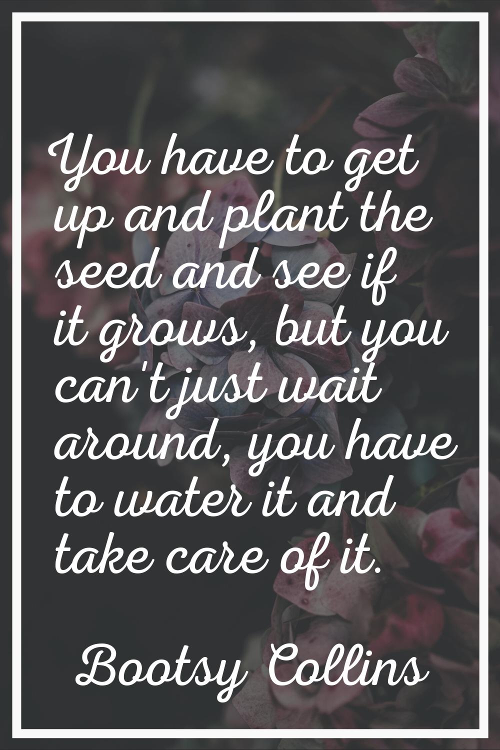 You have to get up and plant the seed and see if it grows, but you can't just wait around, you have