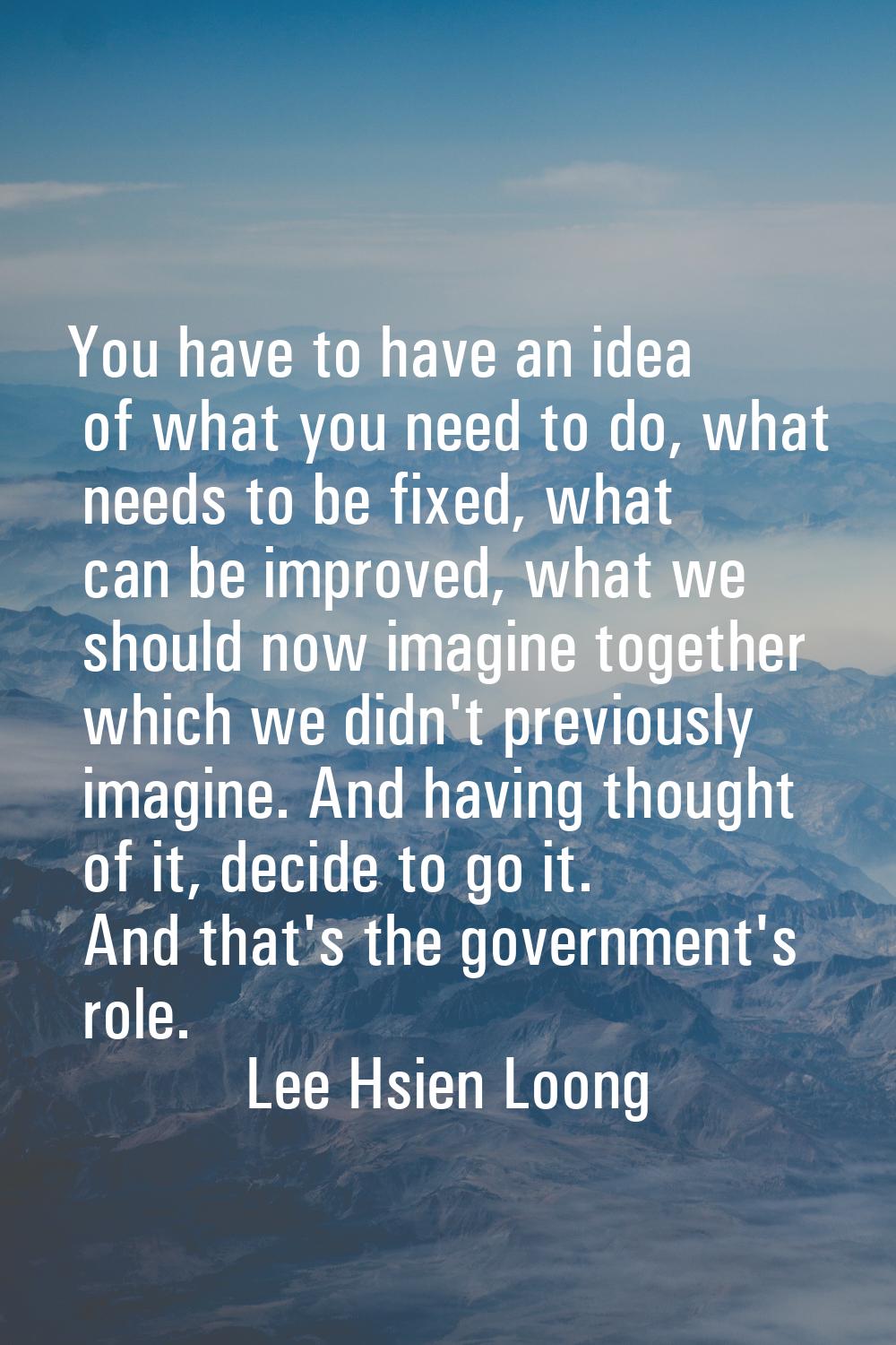 You have to have an idea of what you need to do, what needs to be fixed, what can be improved, what
