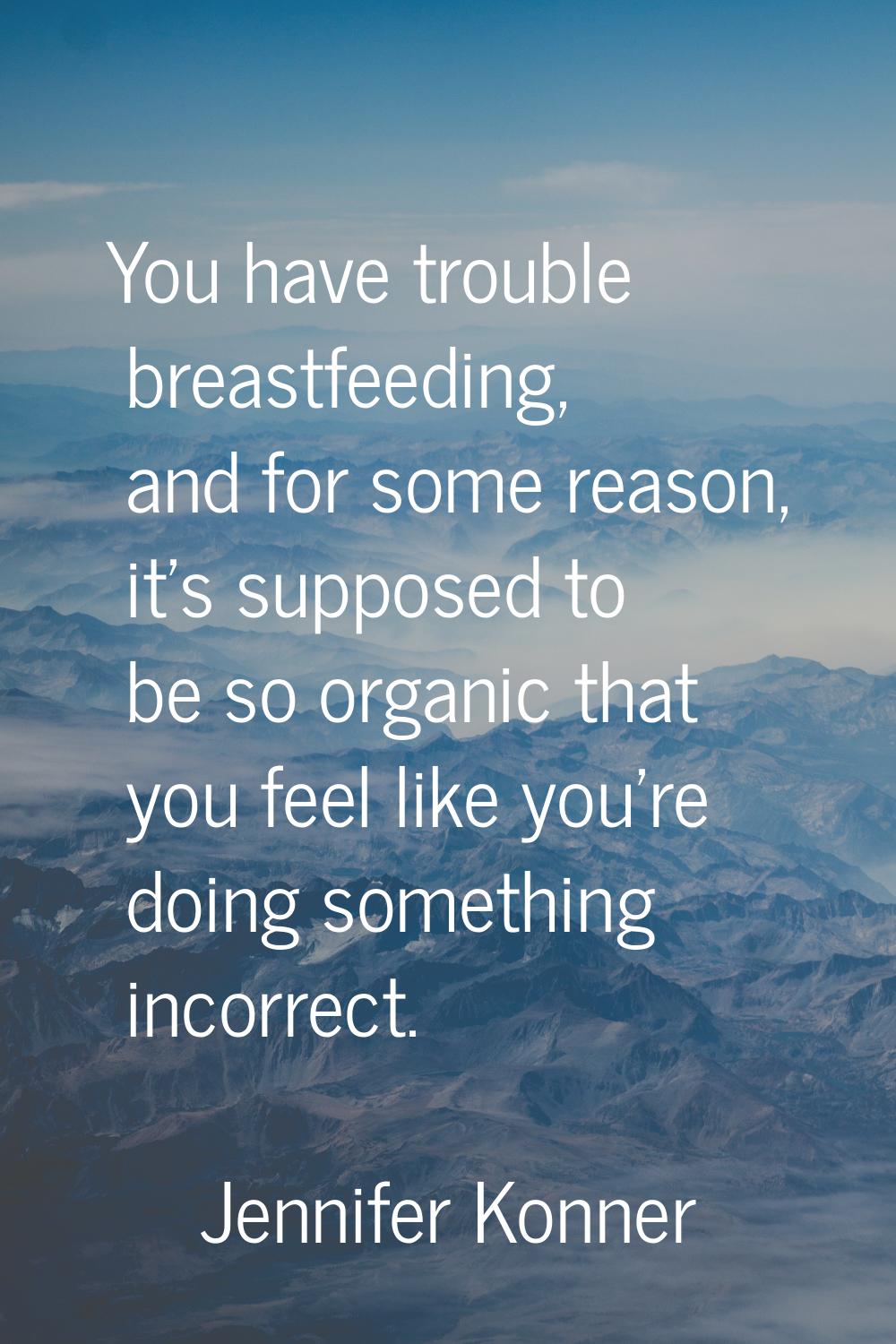 You have trouble breastfeeding, and for some reason, it's supposed to be so organic that you feel l