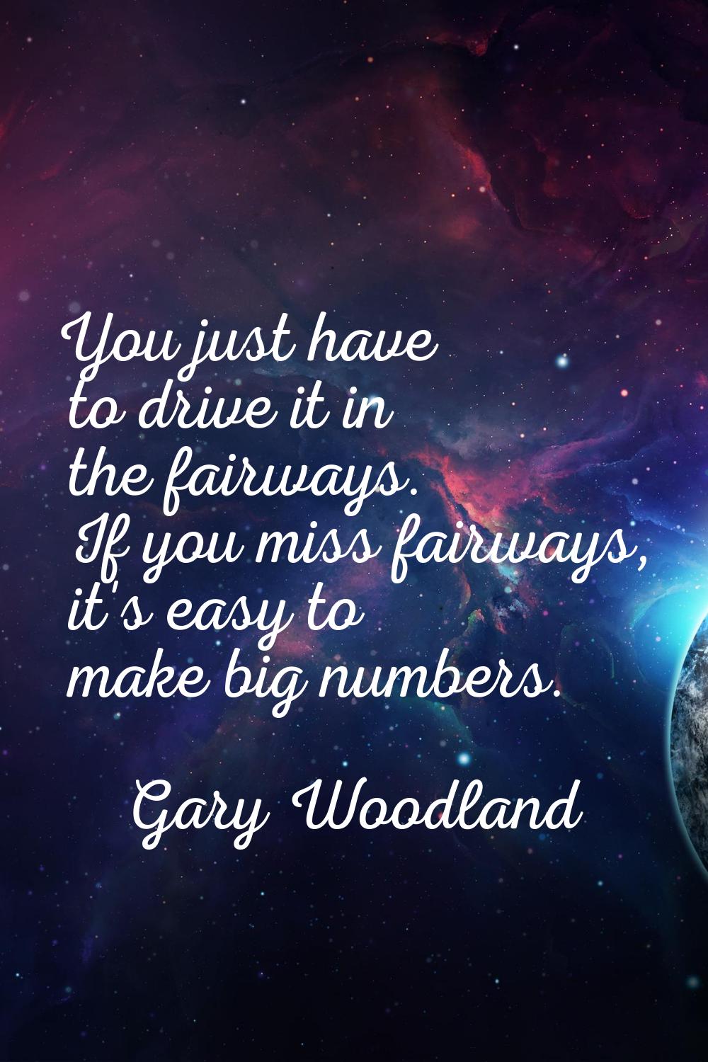 You just have to drive it in the fairways. If you miss fairways, it's easy to make big numbers.