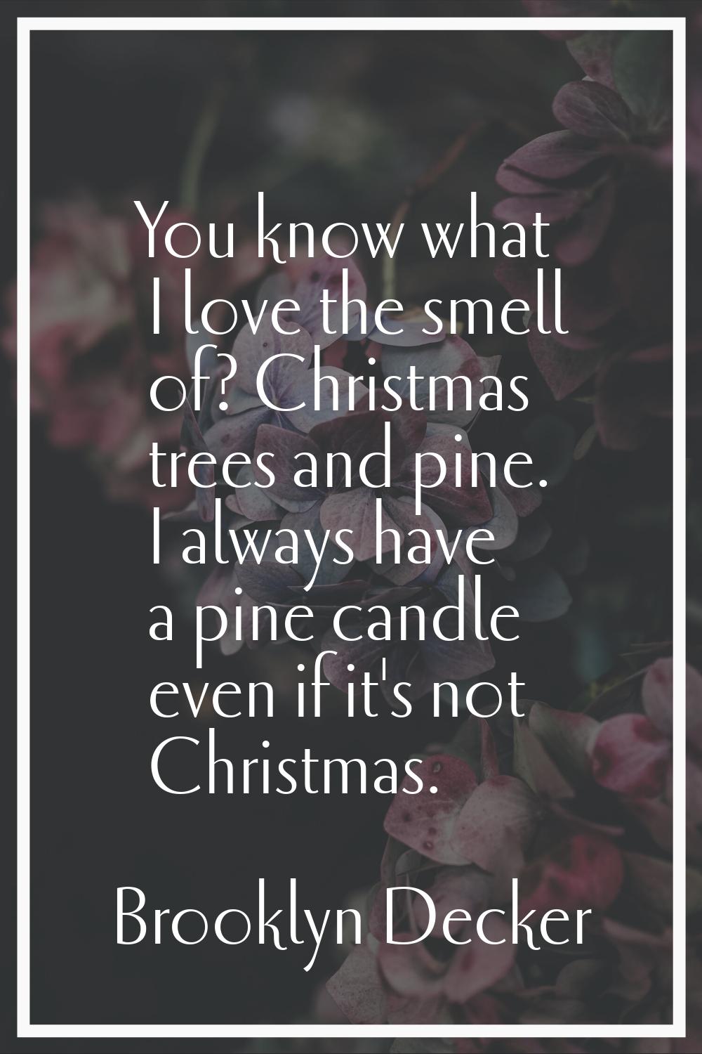 You know what I love the smell of? Christmas trees and pine. I always have a pine candle even if it