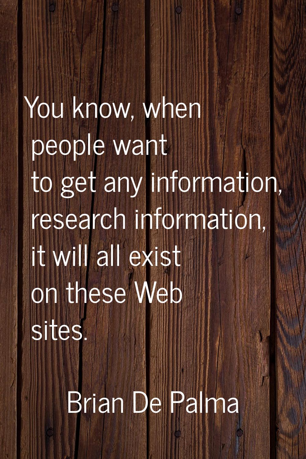 You know, when people want to get any information, research information, it will all exist on these
