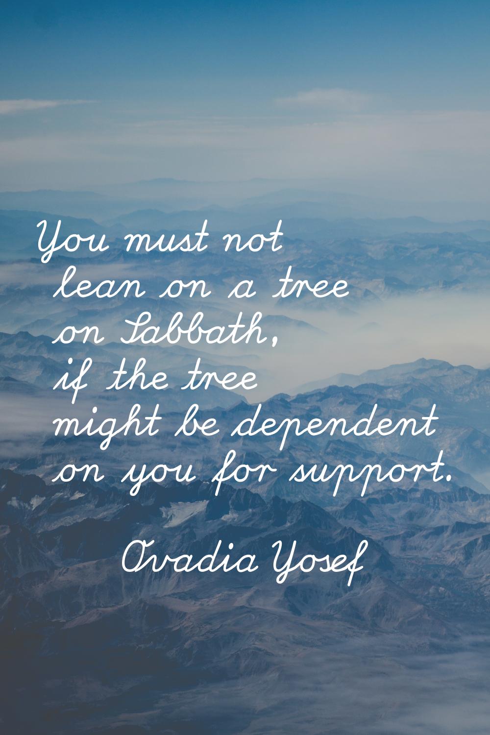 You must not lean on a tree on Sabbath, if the tree might be dependent on you for support.