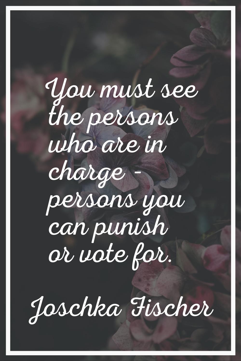 You must see the persons who are in charge - persons you can punish or vote for.