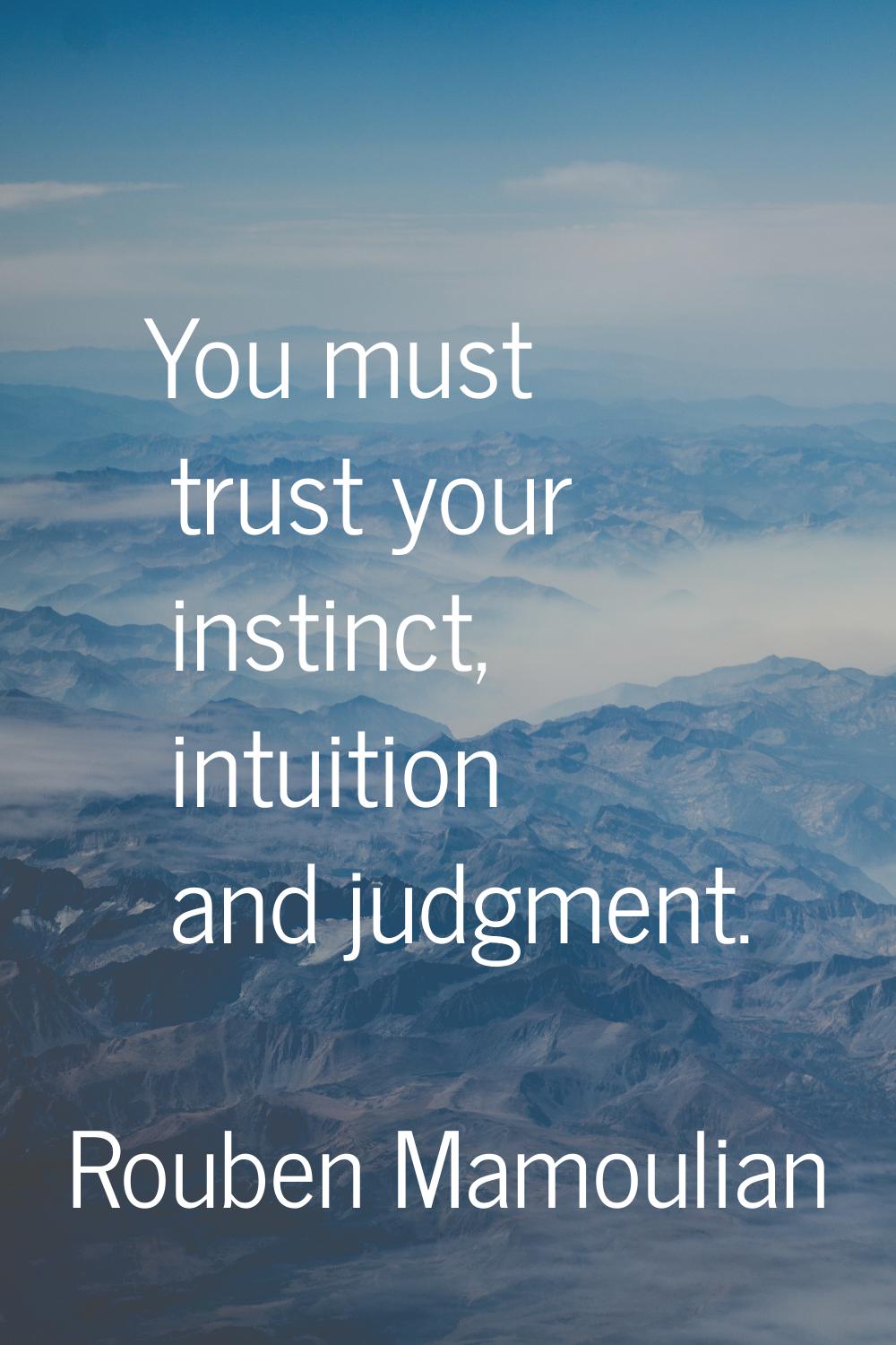 You must trust your instinct, intuition and judgment.