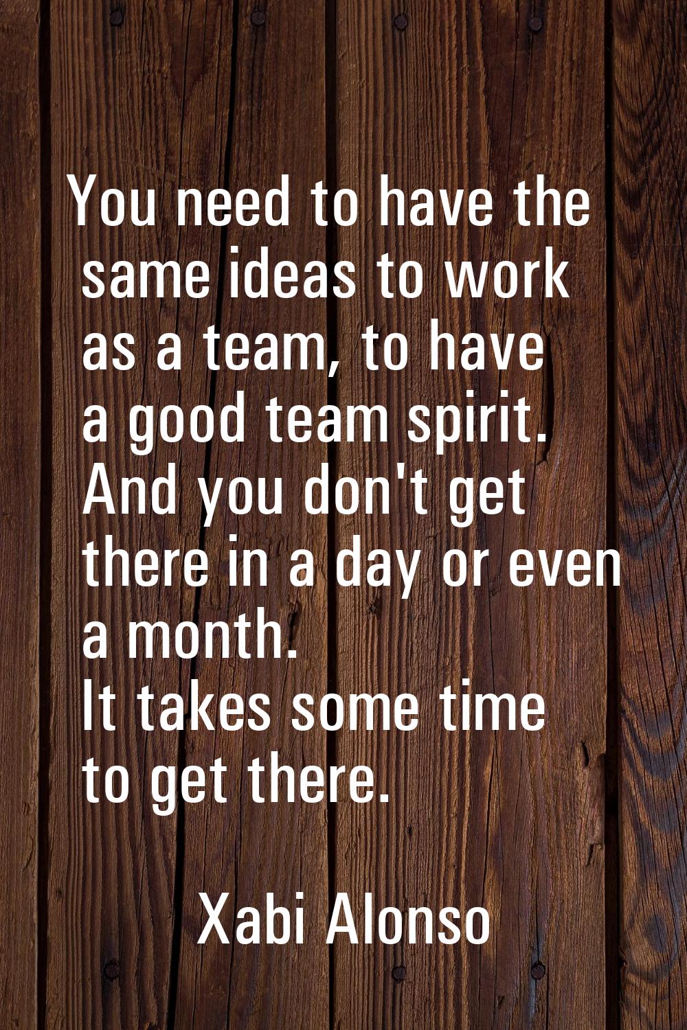 You need to have the same ideas to work as a team, to have a good team spirit. And you don't get th
