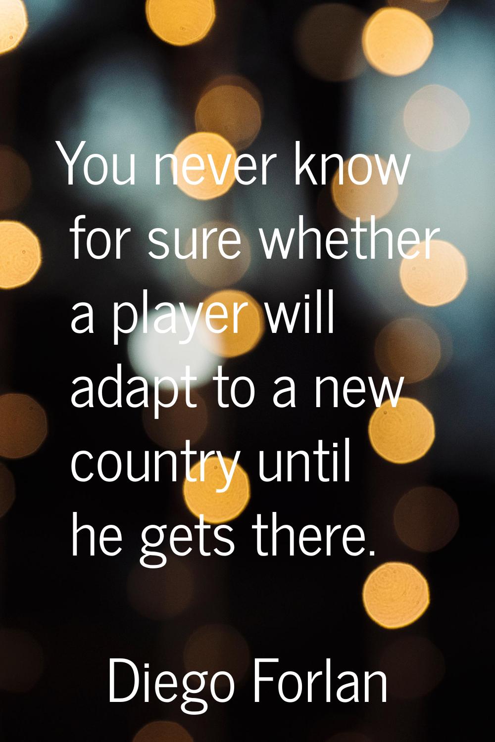 You never know for sure whether a player will adapt to a new country until he gets there.