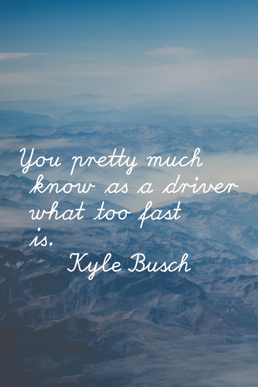You pretty much know as a driver what too fast is.