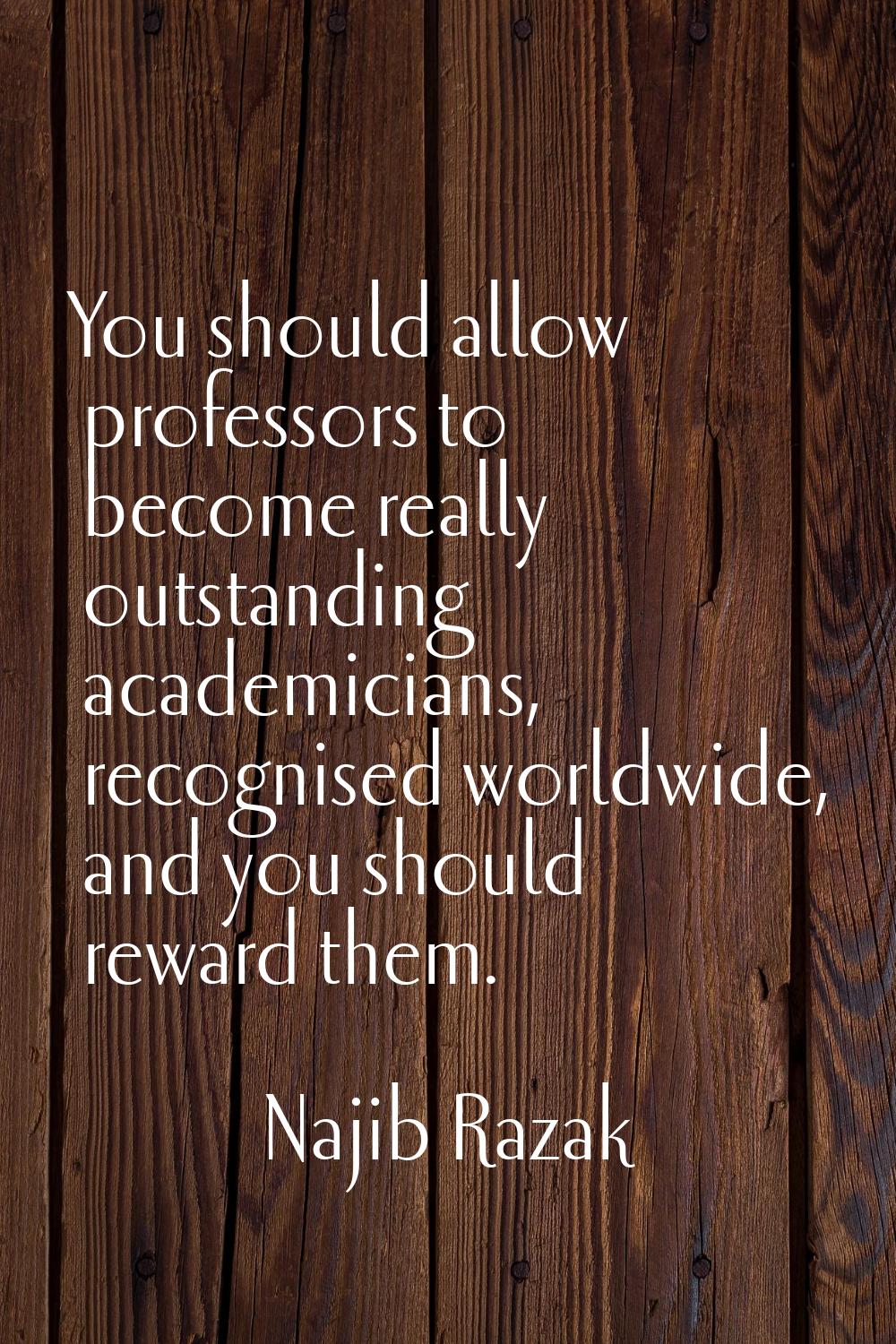 You should allow professors to become really outstanding academicians, recognised worldwide, and yo