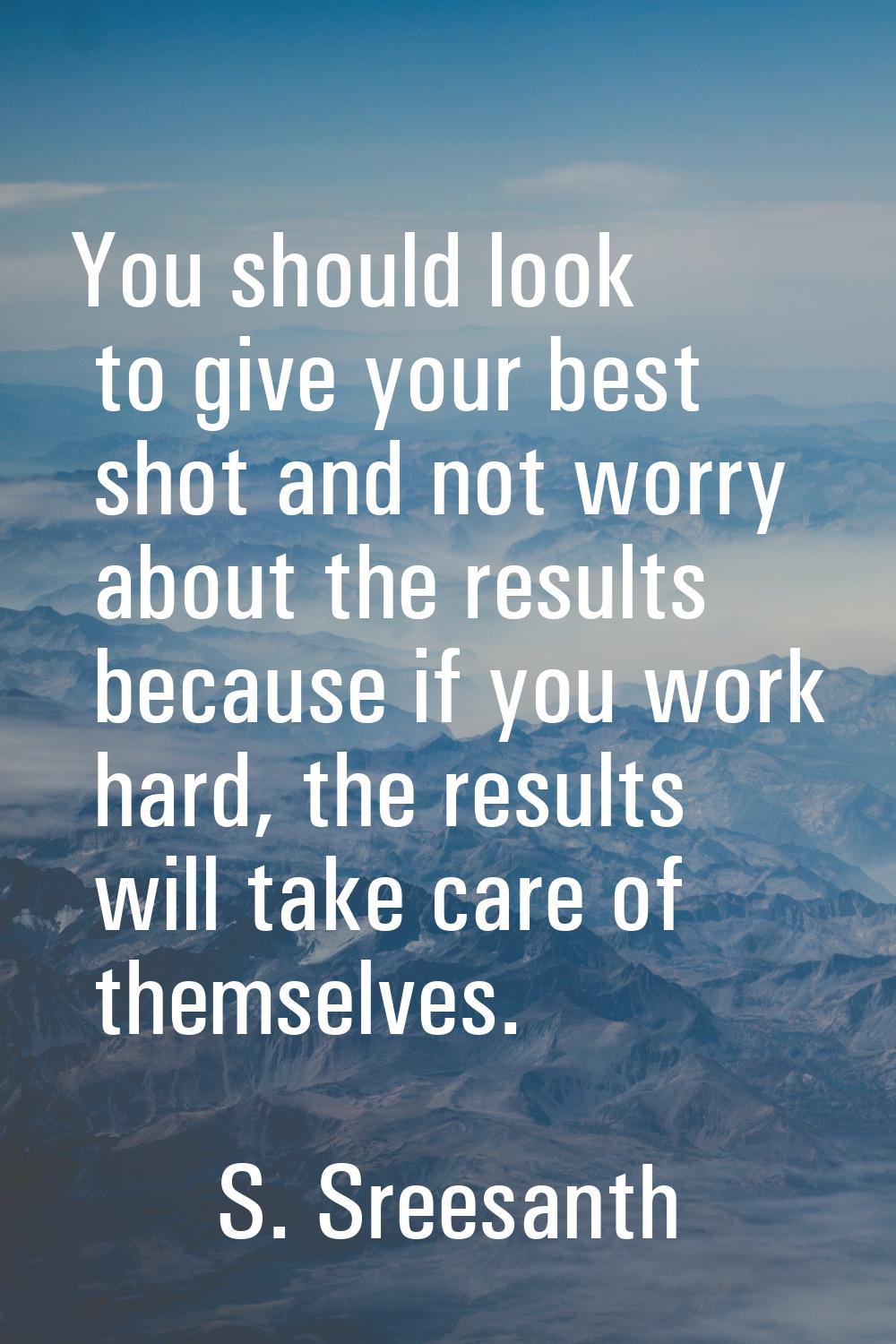 You should look to give your best shot and not worry about the results because if you work hard, th