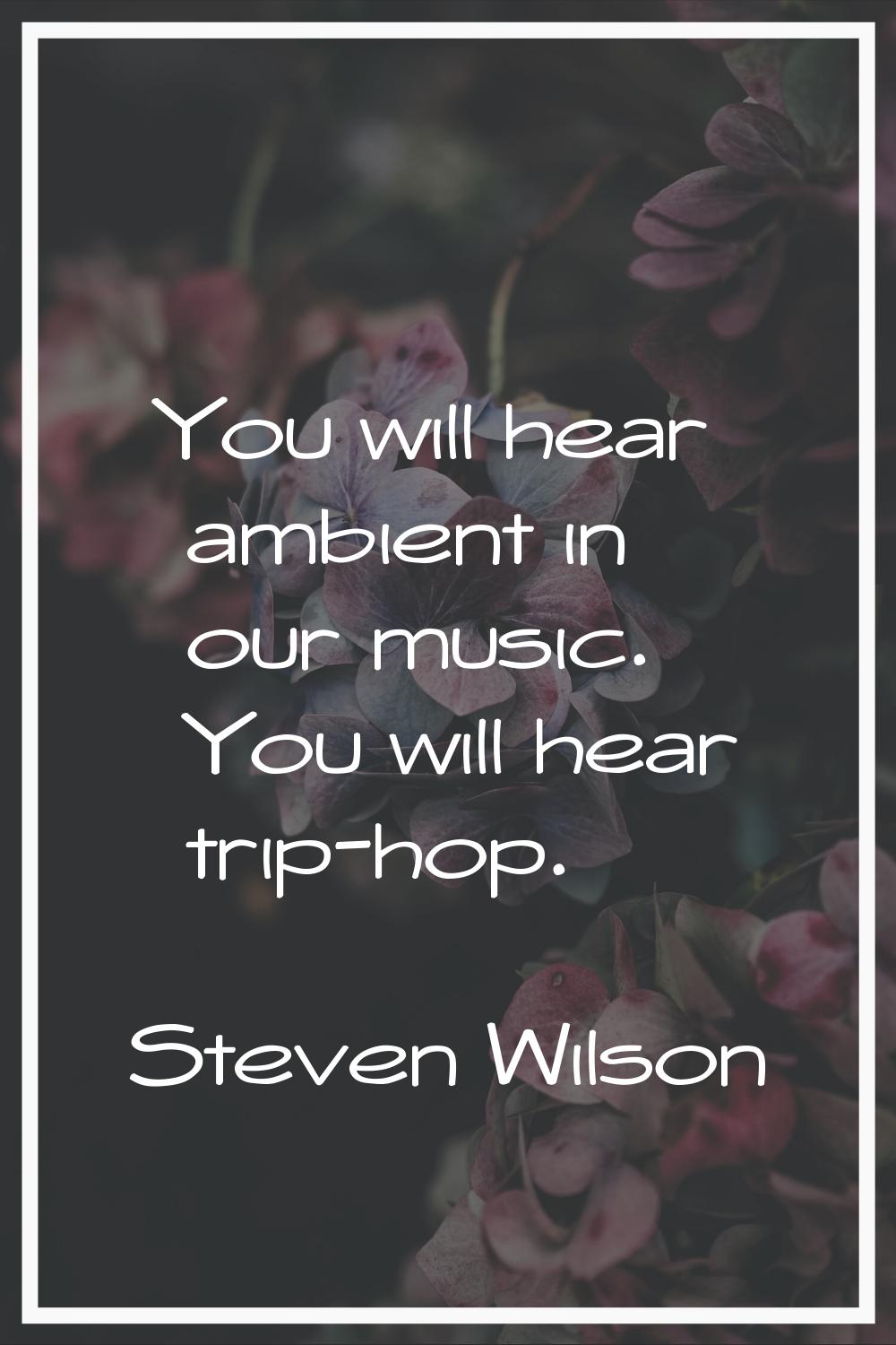 You will hear ambient in our music. You will hear trip-hop.