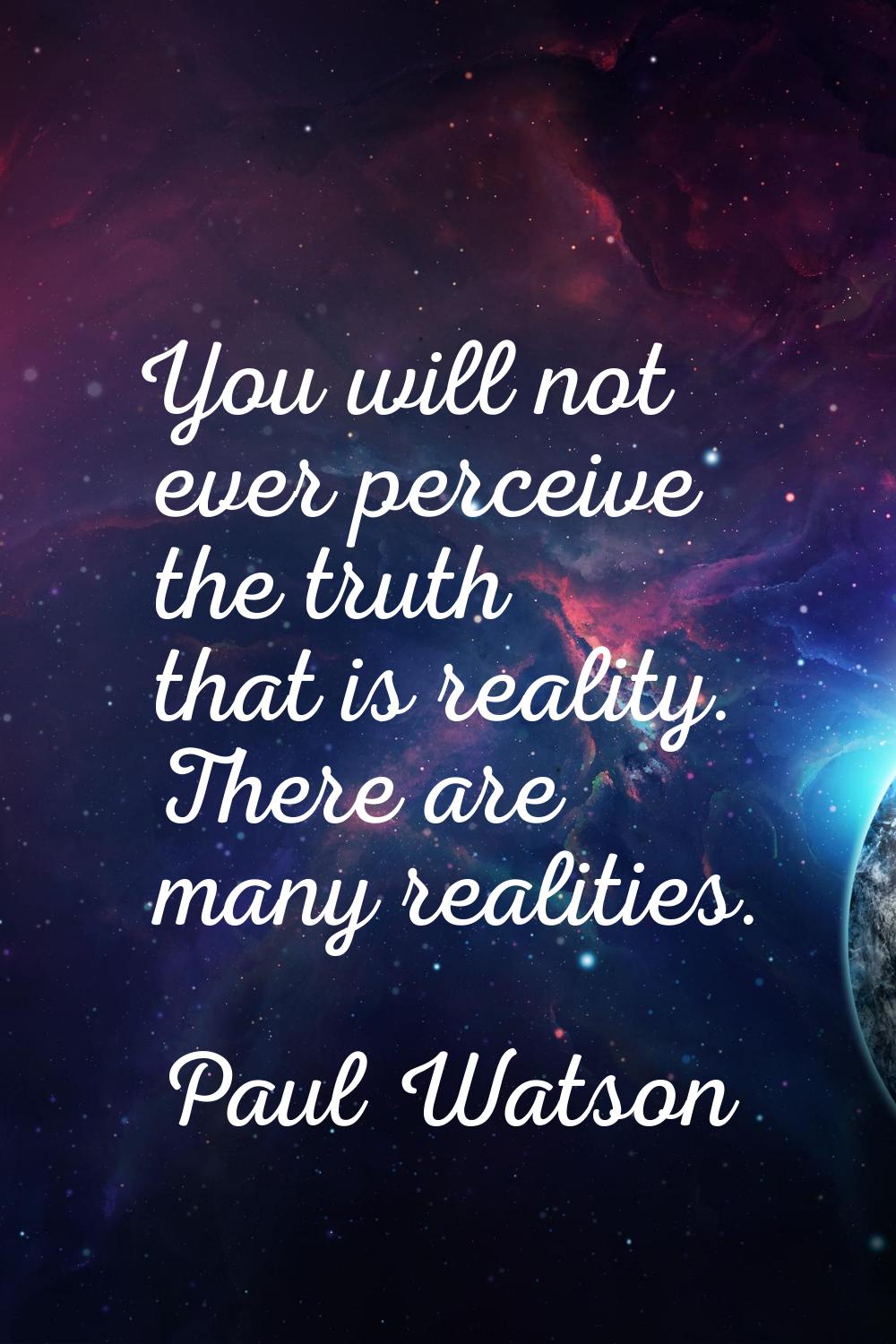 You will not ever perceive the truth that is reality. There are many realities.