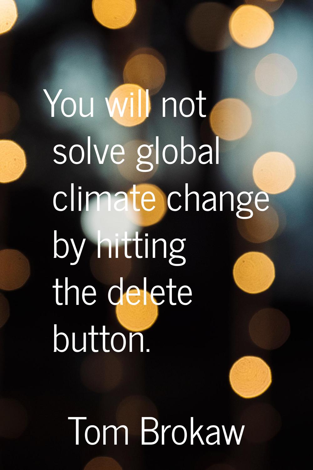 You will not solve global climate change by hitting the delete button.