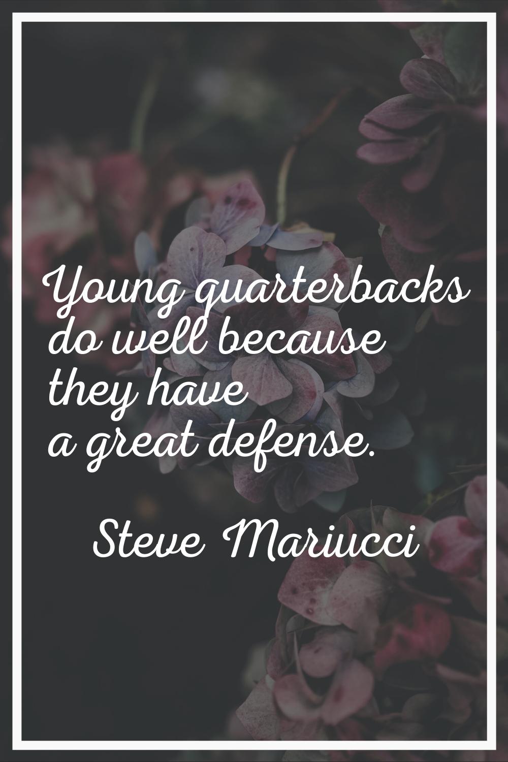 Young quarterbacks do well because they have a great defense.