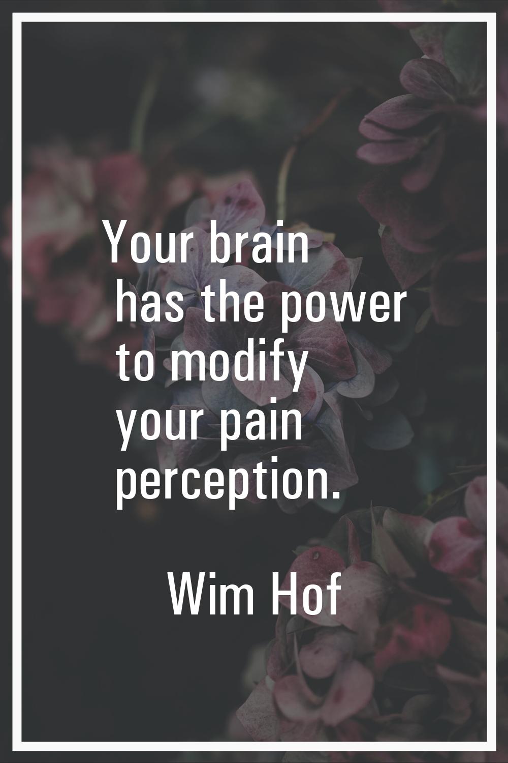 Your brain has the power to modify your pain perception.