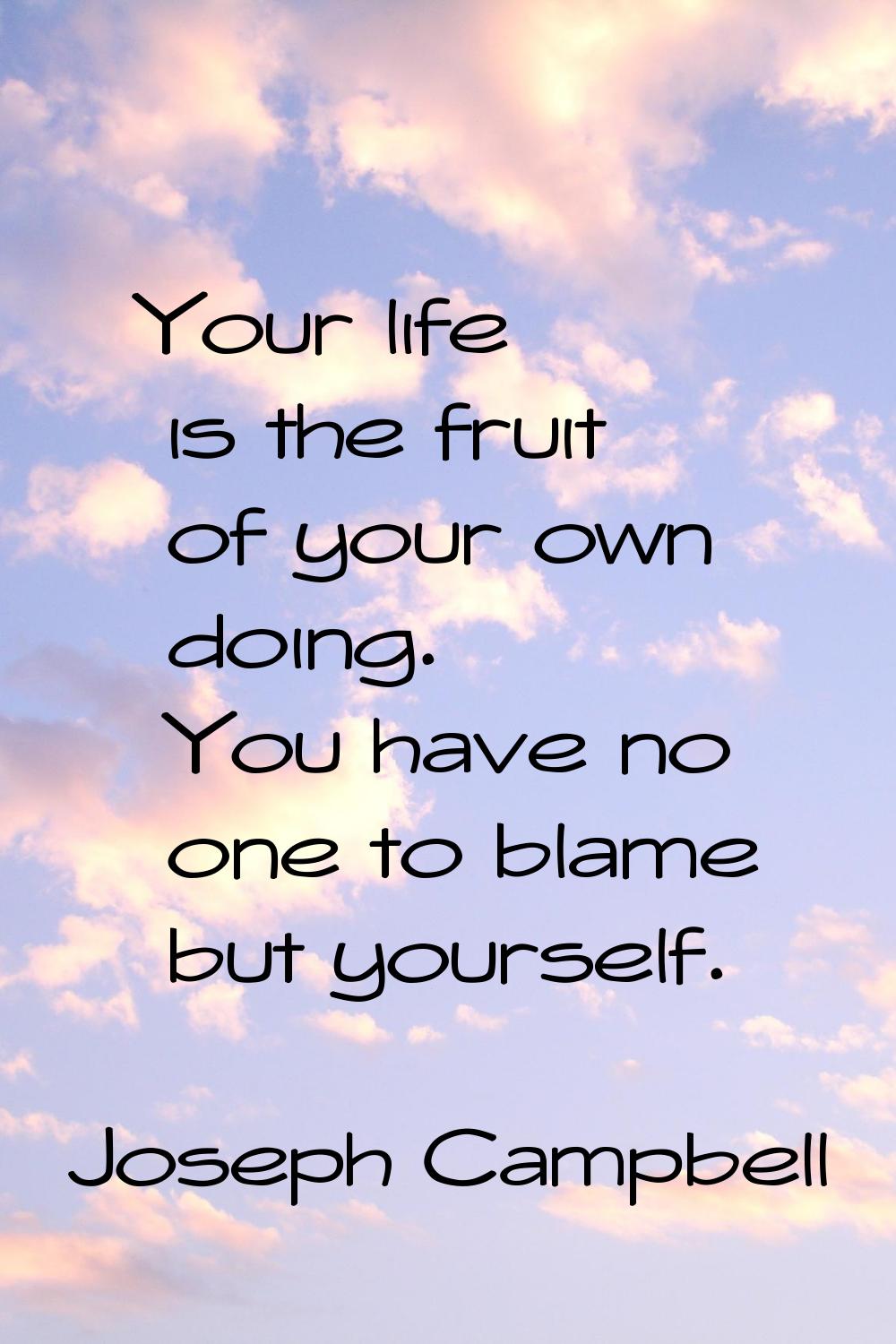 Your life is the fruit of your own doing. You have no one to blame but yourself.