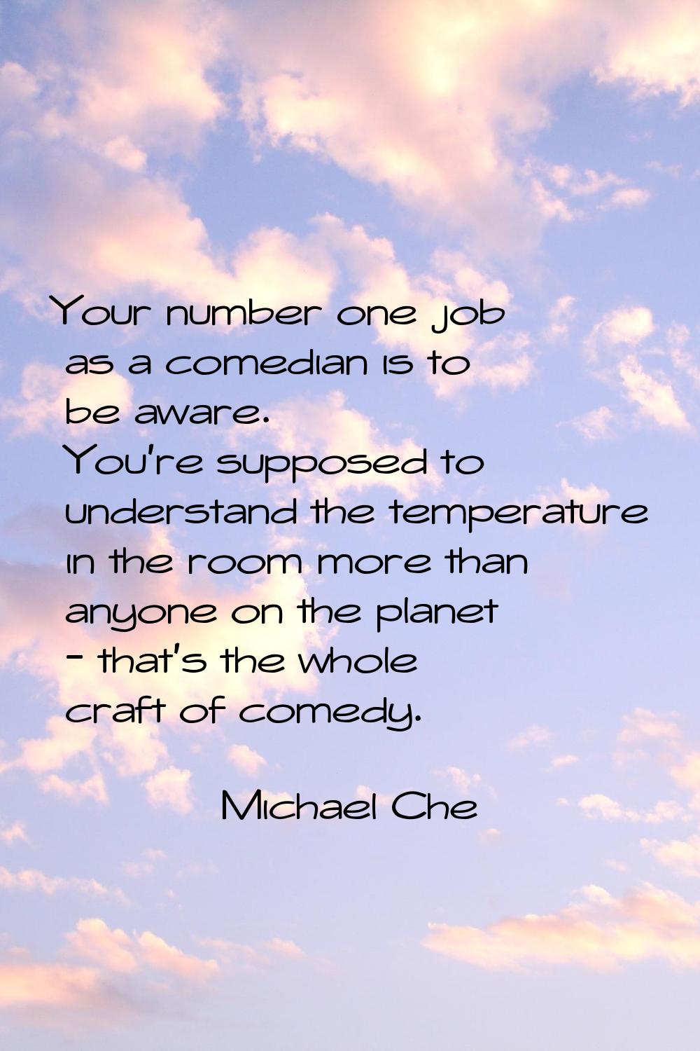 Your number one job as a comedian is to be aware. You're supposed to understand the temperature in 