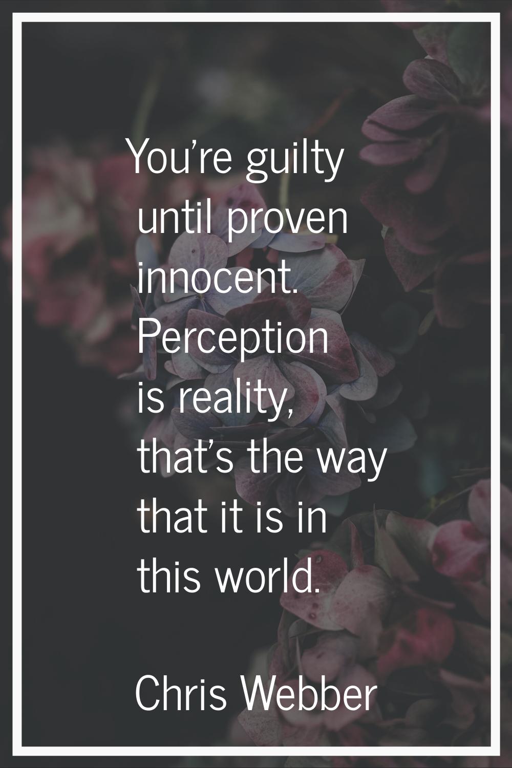 You're guilty until proven innocent. Perception is reality, that's the way that it is in this world