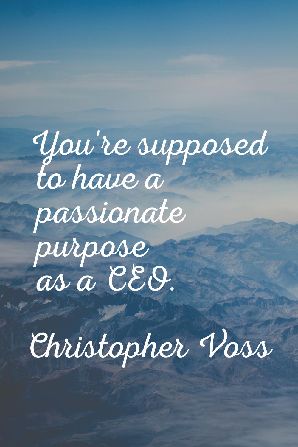 You're supposed to have a passionate purpose as a CEO.