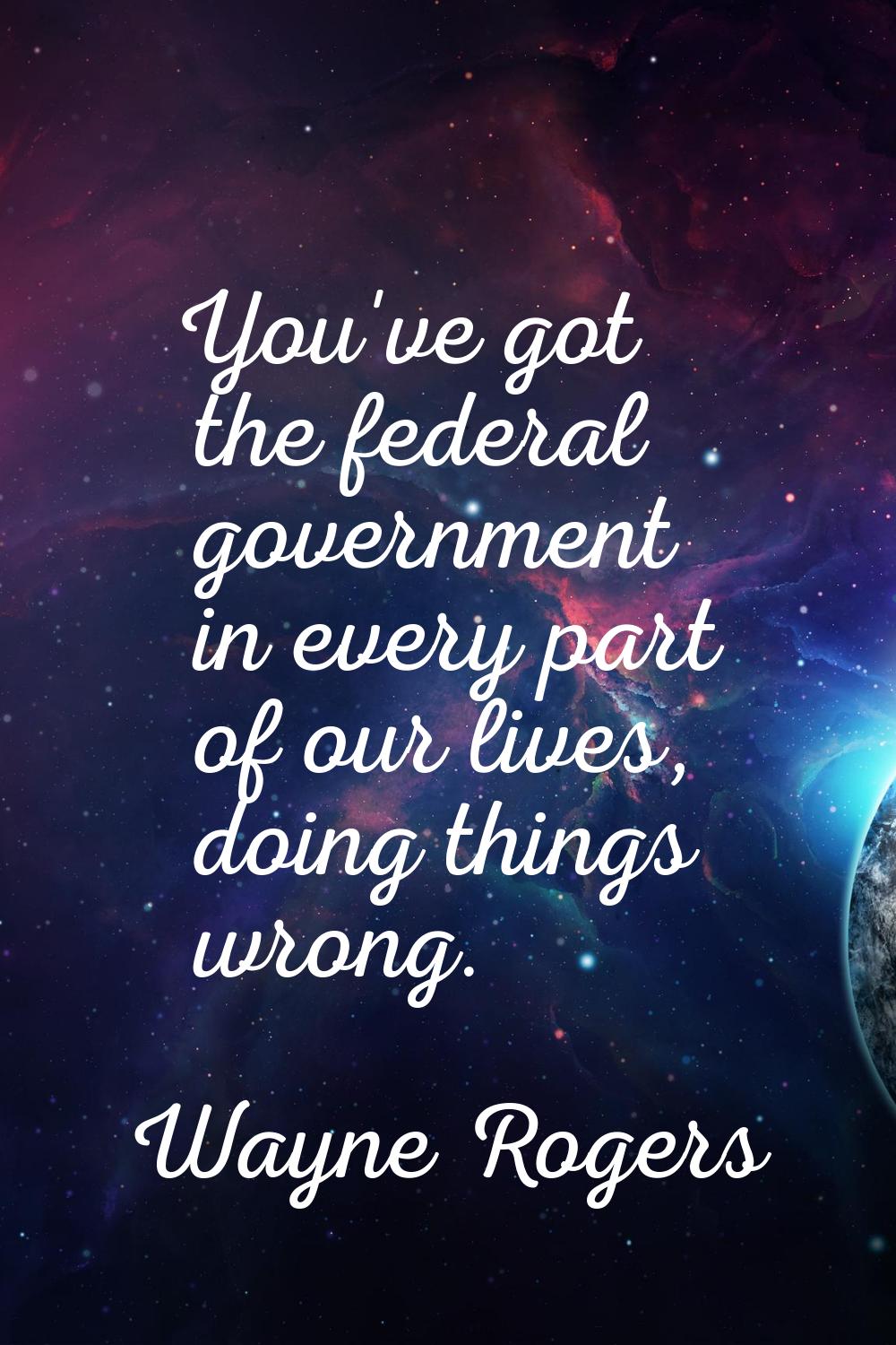 You've got the federal government in every part of our lives, doing things wrong.