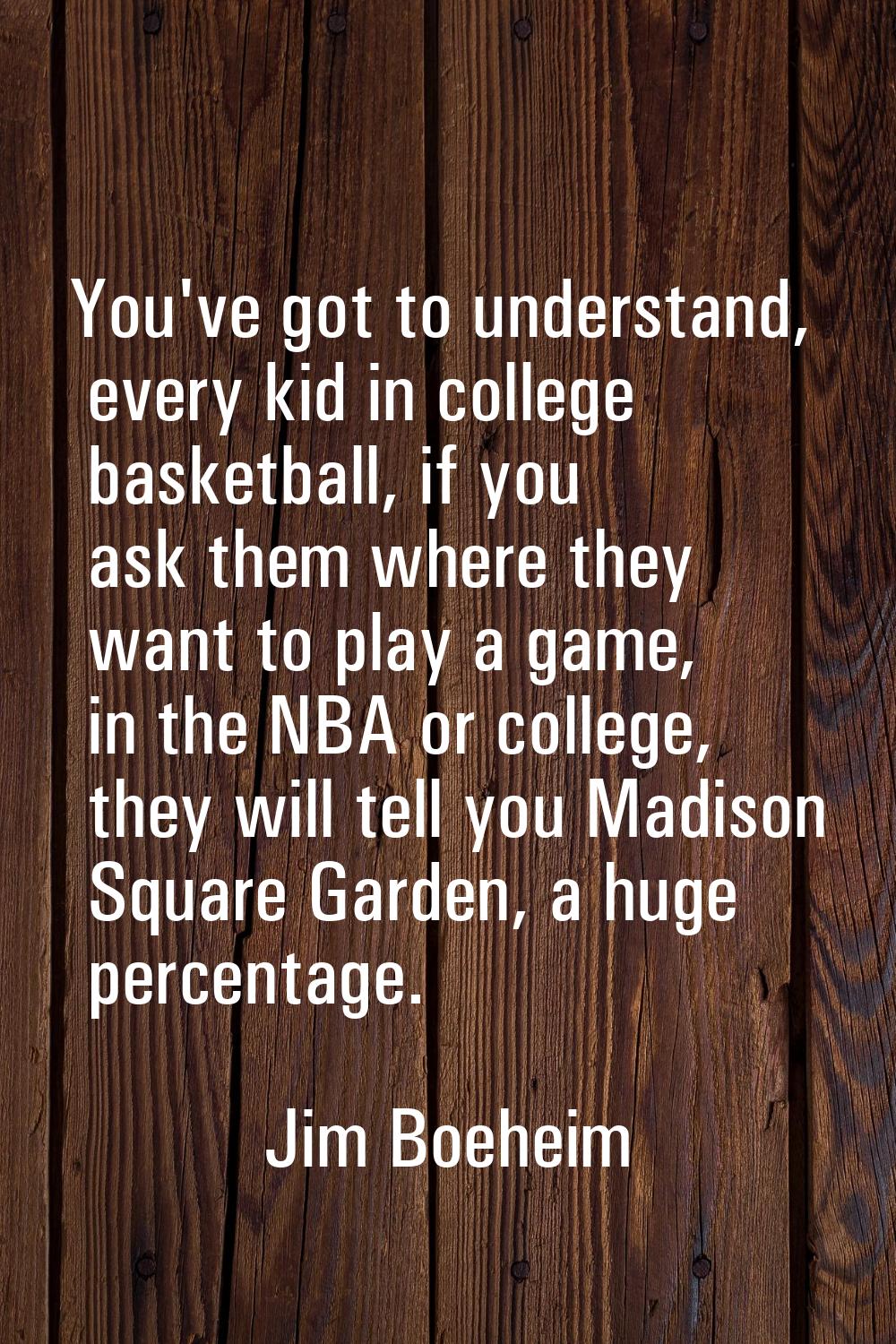You've got to understand, every kid in college basketball, if you ask them where they want to play 